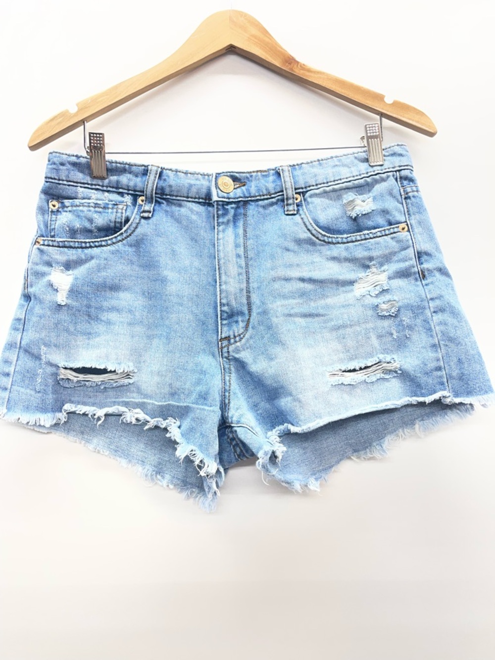 STS Blue Light Wash Distressed Denim Jean Shorts
